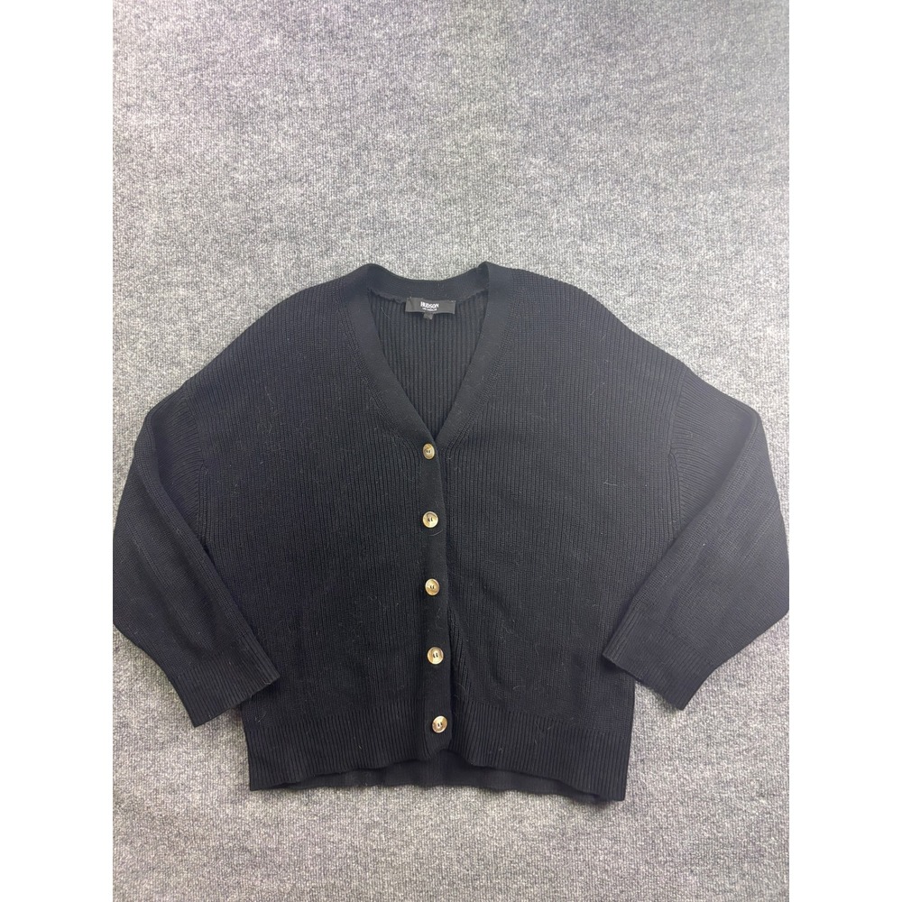 Hudson Cardigan Sweater Womens XXLβ Black Ribbed Cotton V-Neck Button Front